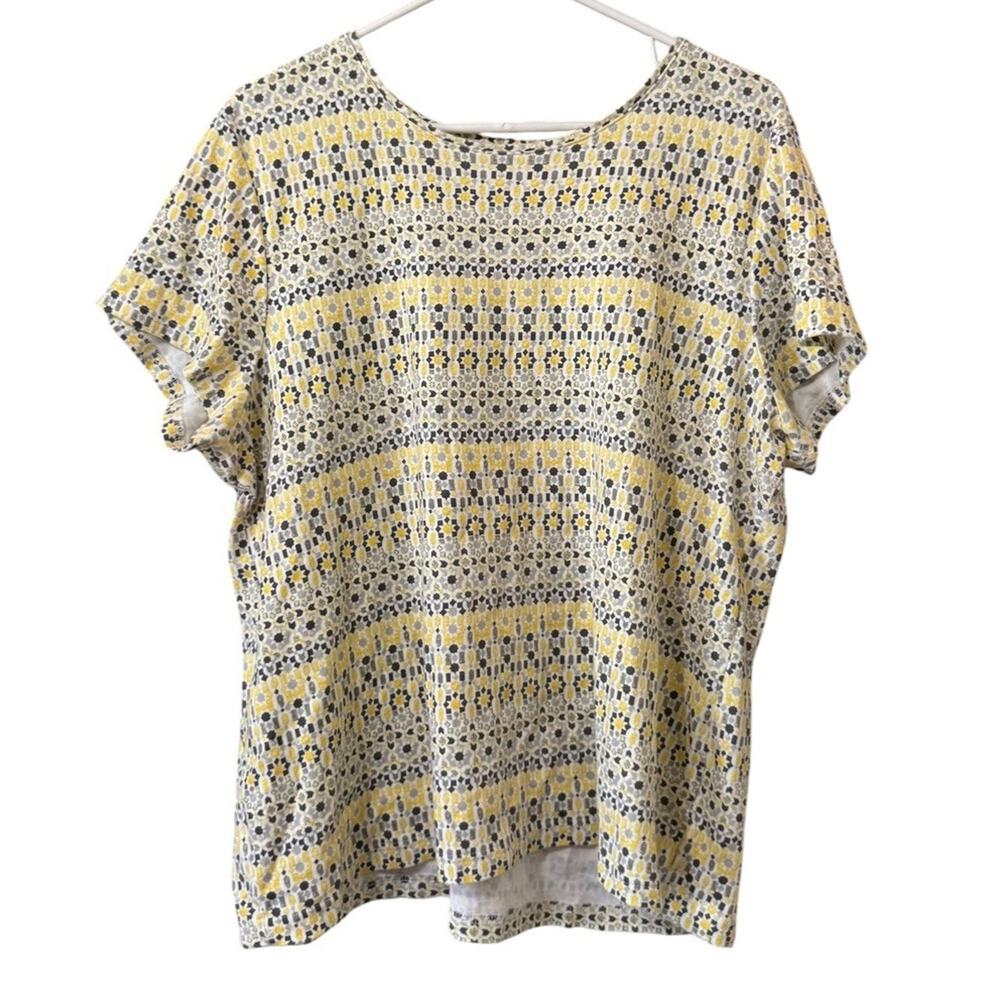CROFT & BARROW Women Size XXL Cotton Classic Tee Top Short Sleeve Geometric City
